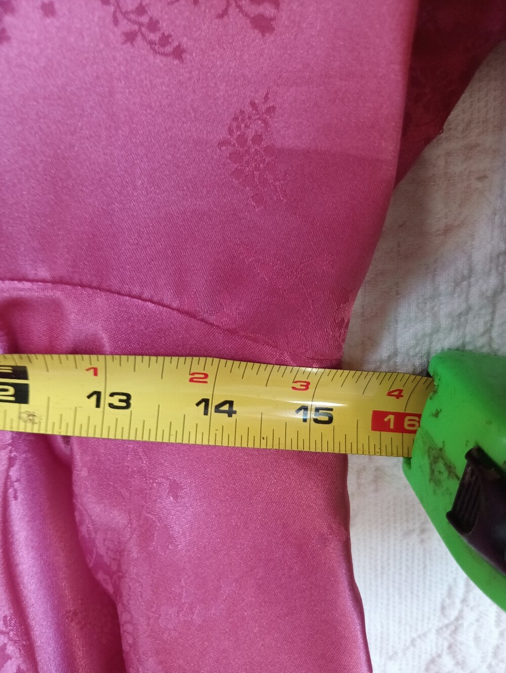 Vintage Pink Peplum Long-Sleeve Midi Dress Satin Floral 80s Barbie Girl OOAK 10 - Picture 13 of 16
